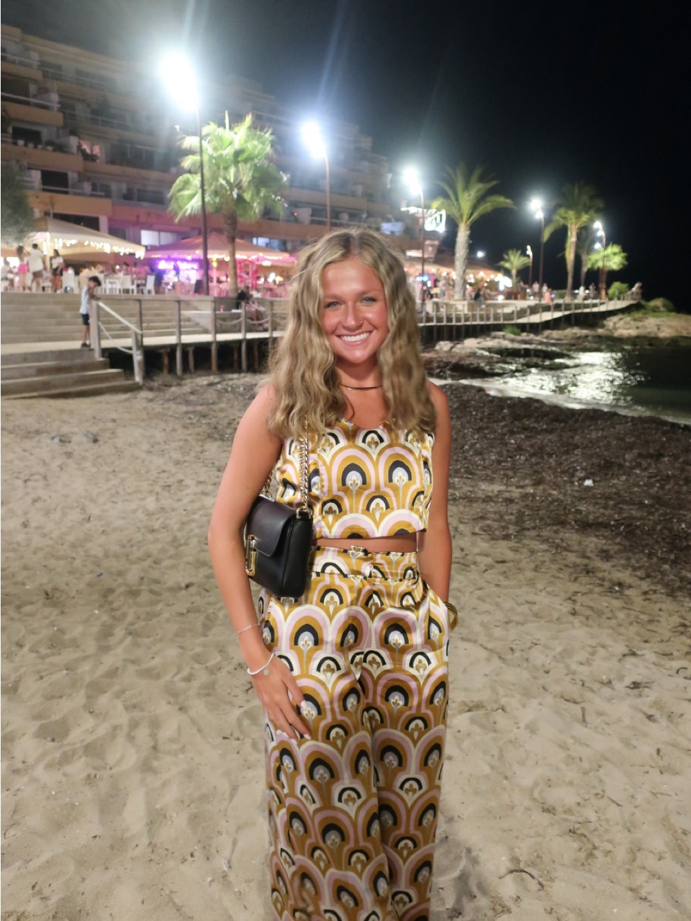 House of Harlow 1960 Yellow and White Patterned Two-Piece Coverup Set